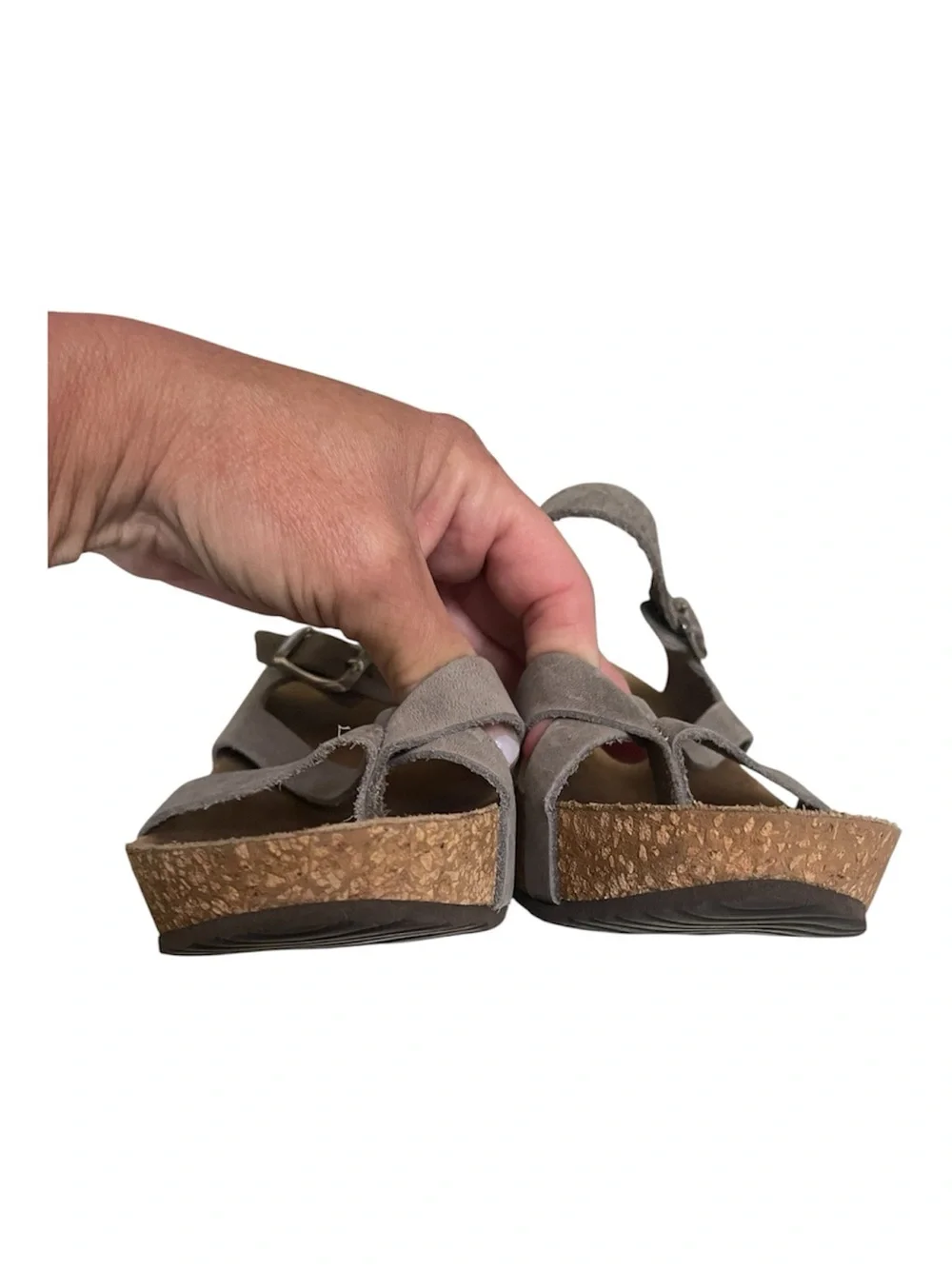 Bio-Gold Glass Ceiling Leather Sandal Wedges (Size Not Labeled) Size 9 Gray